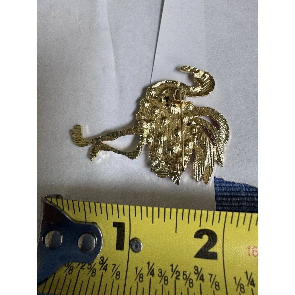 Vintage Pink Flamingo Brooch Rhinestone Enamel Gold Tone Bird Pin Costume...